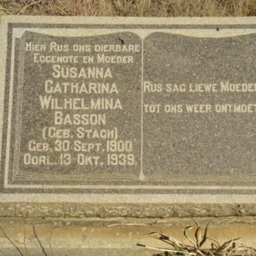 BASSON Susanna Catharina Wilhelmina nee STACH 1900-1939
