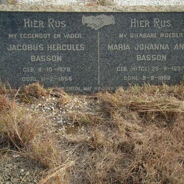 BASSON Jacobus Hercules 1878-1955 &amp; Maria Johanna Anna HITGE 1897-1959