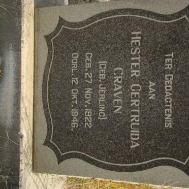 CRAVEN Hester Gertruida nee JERLING 1922-1946