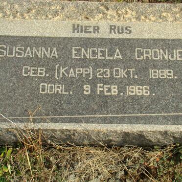 CRONJE Susanna Engela nee KAPP 1889-1966