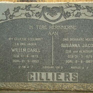 CILLIERS Willem Carel 1873-1953 &amp; Susanna Jacoba VAN RENSBURG 1878-1957