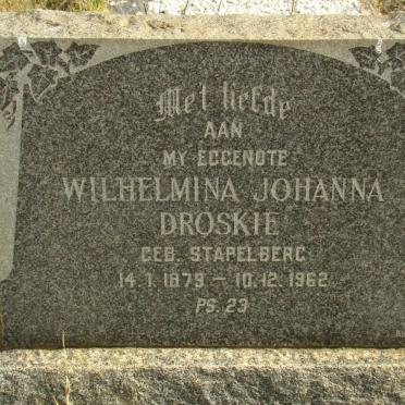 DROSKIE Wilhelmina Johanna nee STAPELBERG 1879-1962