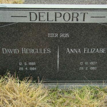 DELPORT David Hercules 1899-1984 &amp; Anna Elizabeth 1907-1983