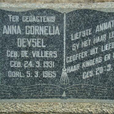 DEYSEL Anna Cornelia nee DE VILLIERS 1931-1965