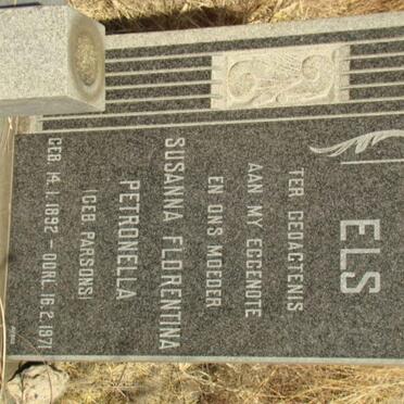 ELS Susanna Florentina Petronella nee PARSONS 1892-1971