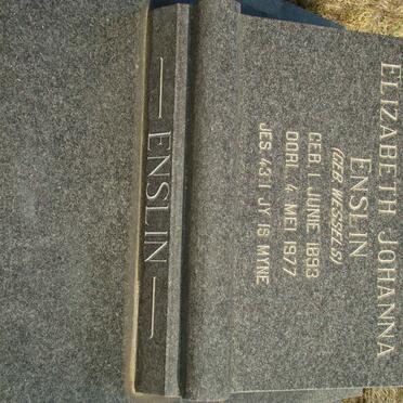 ENSLIN Elizabeth Johanna nee WESSELS 1893-1977