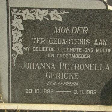 GERICKE Johanna Petronella nee FERREIRA 1896-1965