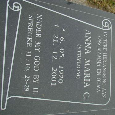 GREGORY Anna Maria C. nee STRYDOM 1920-2001
