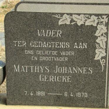 GERICKE Matthys Johannes 1891-1973