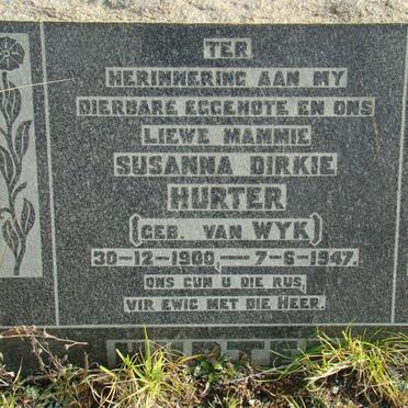 HURTER Susanna Dirkie, nee VAN WYK 1900-1947