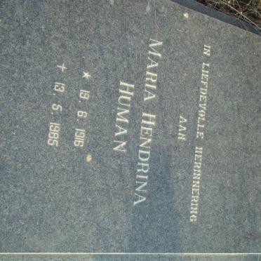 HUMAN Maria Hendrina 1916-1985