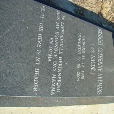 HEYMANS Bridget Catherine nee NAUDE 1938-2006