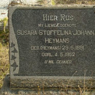 HEYMANS Susara Stoffelina Johanna nee HEYMANS 1891-1952