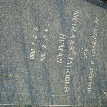 HUMAN Nicolaas Jacobus 1905-1988