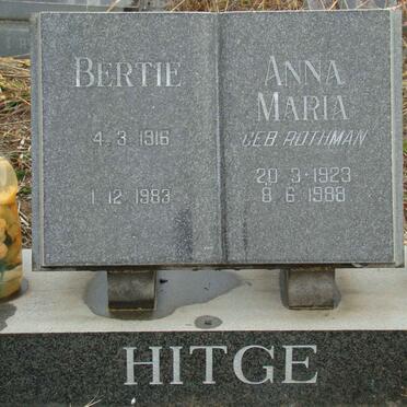 HITGE Bertie 1916-1983 &amp; Anna Maria ROTHMAN 1923-1988