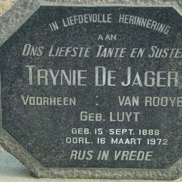JAGER Trynie, de voorheen VAN ROOYEN nee LUYT 1888-1972
