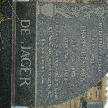 JAGER Frans Hendrik, de 1889-1954