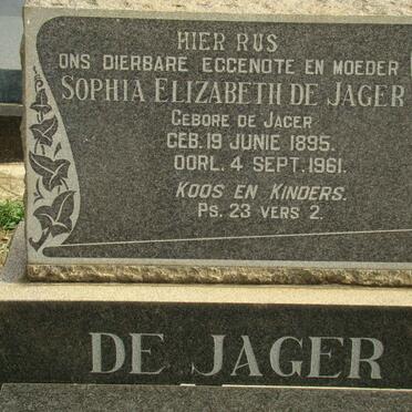 JAGER Sophia Elizabeth, de nee DE JAGER 1895-1961