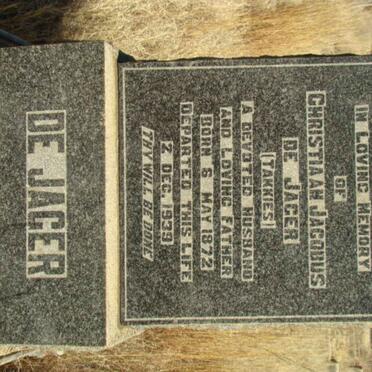 JAGER Christiaan Jacobus, de 1872-1939