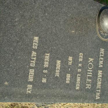 KÖHLER Helena Magrietha nee V.D. LINGEN 1871-1966