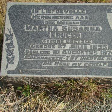 KRUGER Martha Susanna nee COETZEE 1895-1974