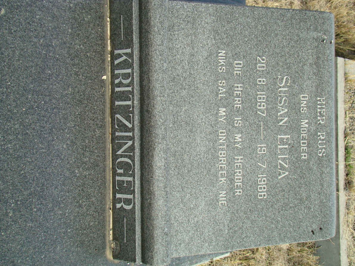 KRITZINGER Susan Eliza 1897-1986