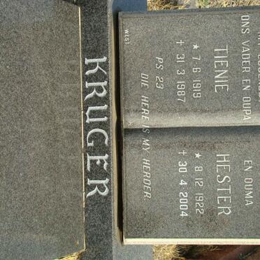 KRUGER Tienie 1919-1987 &amp; Hester 1922-2004