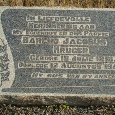 KRUGER Barend Jacobus 1891-1946