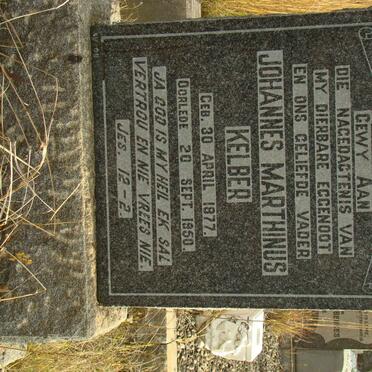 KELBER Johannes Marthinus 1877-1950