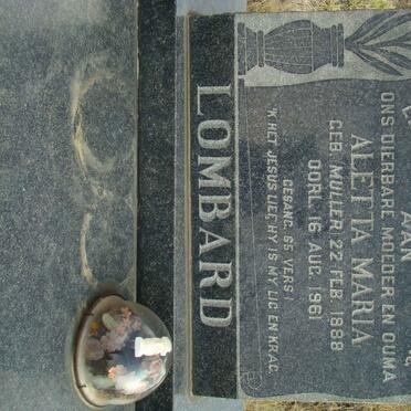 LOMBARD Aletta Maria nee MULLER 1888-1961