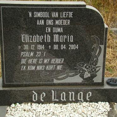 LANGE Elizabeth Maria, de 1914-2004