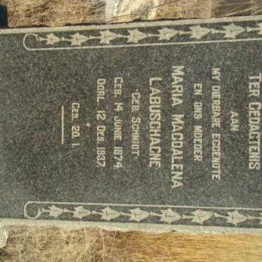 LABUSCHAGNE Maria Magdalena nee SCHMIDT 1874-1937