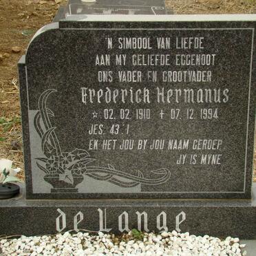 LANGE Frederick Hermanus, de 1910-1994