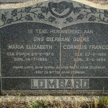 LOMBARD Cornelis Francois 1866-1954 &amp; Maria Elizabeth PUREN 1873-1928