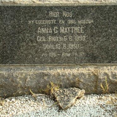 MATTHEE Anna G. nee BRITS 1893-1950