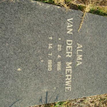 MERWE Alma, van der 1916-1990