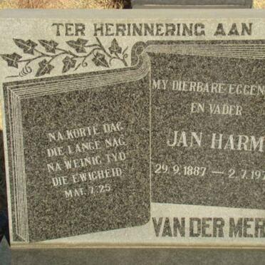 MERWE Jan Harm, van der 1887-1970