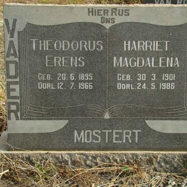 MOSTERT Theodorus Erns 1895-1966 &amp; Harriet Magdalena 1901-1986