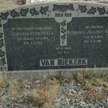NIEKERK Hermanus Jacobus Adriaan, van 1884-1961 &amp; Johanna Petronella BEKKER 1887-1954