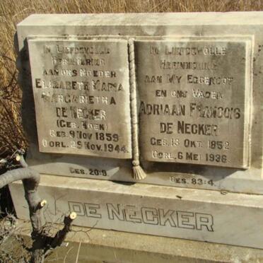 NECKER Adriaan Francois, de 1852-1936 &amp; Elizabeth Maria Margaretha KOEN 1859-1944