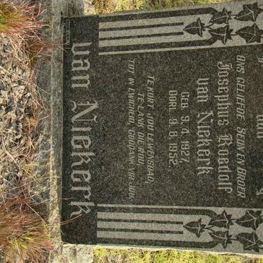 NIEKERK Josephus Roedolf, van 1927-1952