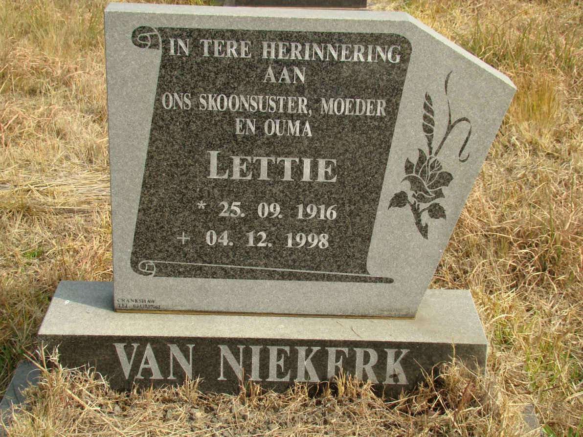 NIEKERK Lettie, van 1916-1998