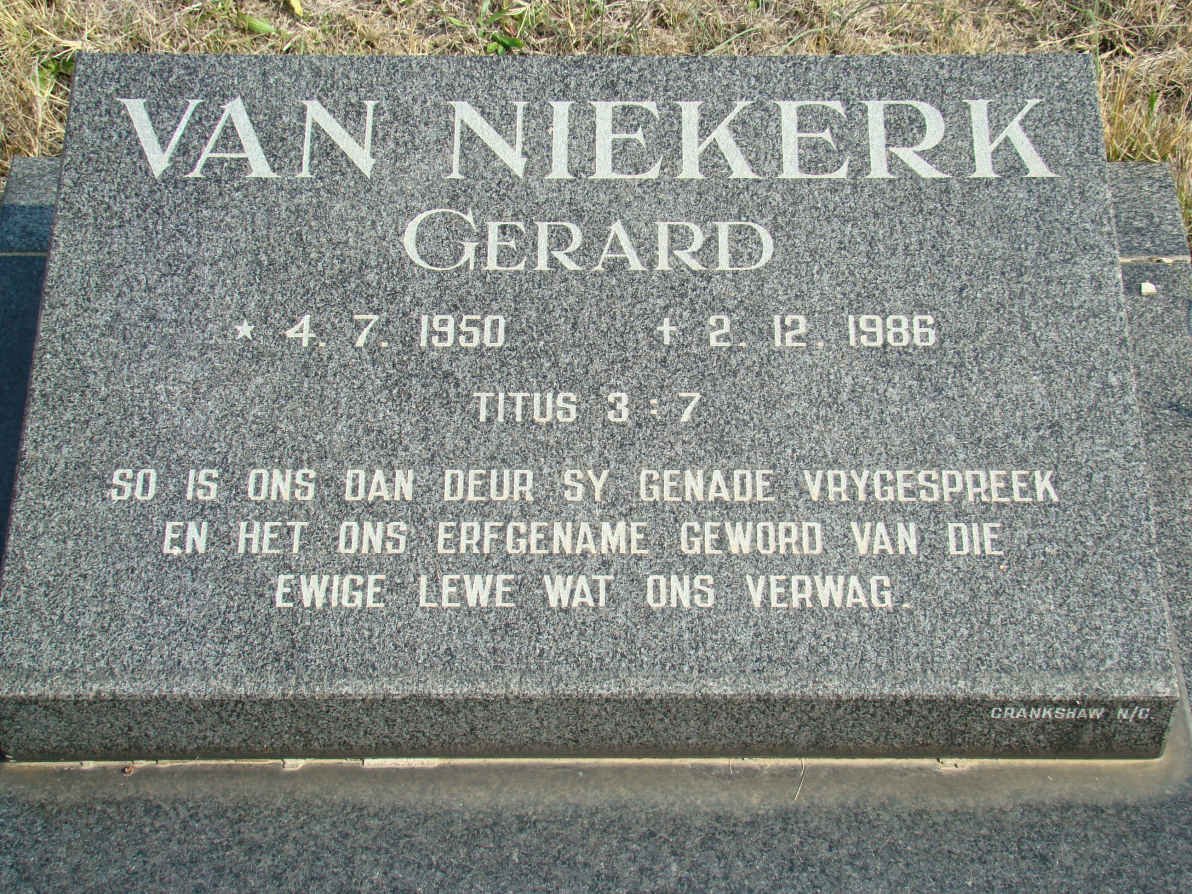 NIEKERK Gerard, van 1950-1986