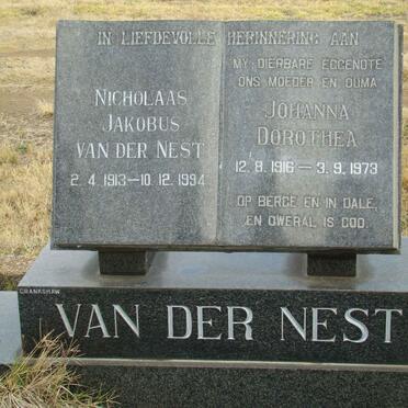NEST Nicholaas Jakobus, van der 1913-1994 &amp; Johanna Dorothea 1916-1973