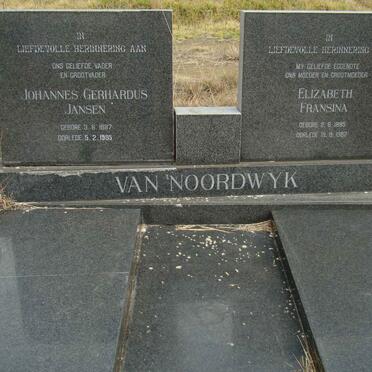 NOORDWYK Johannes Gerhardus Jansen, van 1887-1985 &amp; Elizabeth Fransina 1885-1982