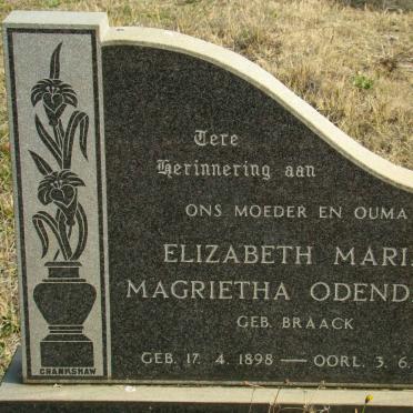 ODENDAAL Elizabeth Maria Magrietha nee BRAACK 1898-1971