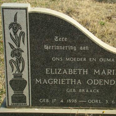 ODENDAAL Elizabeth Maria Magrietha nee BRAACK 1898-1971