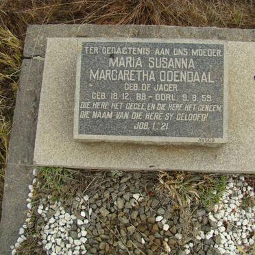 ODENDAAL Maria Susanna Margaretha nee DE JAGER 1888-1959