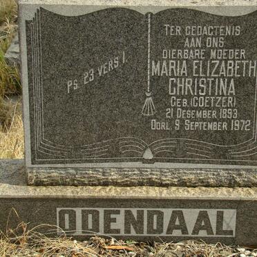 ODENDAAL Maria Elizabeth Christina 1893-1972