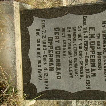 OPPERMAN Gert Coenraad 1893-1972 &amp; E.M. 1906-1959